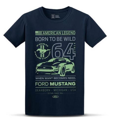 Футболка FORD Mustang BORN темно-синяя. L