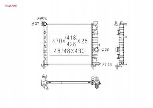 KOYORAD PL462795 РАДИАТОР ОХЛАЖДЕНИЯ ДВИГАТЕЛЯ