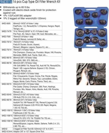 НАБОР ТОРЦЕВЫХ КЛЮЧЕЙ ДЛЯ МАСЛЯНОГО ФИЛЬТРА KING TONY