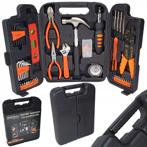 KRAFT&DELE 129EL. НАБІР ІНСТРУМЕНТІВ CRV В ЧОХЛІ З ГАЙКОВИМИ КЛЮЧАМИ ТА ВИВІРТКАМИ
