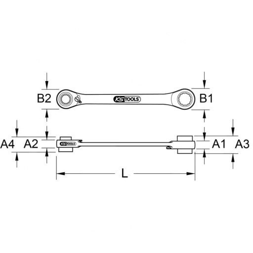 KS Tools 4 в 1 GEARplus Двойной накидной ключ с