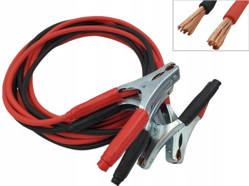 З’єднувальні кабелі Провід 1200A 6M 25mm2 Гумова ізоляція 100% ПОЛІРОВАНА МІДЬ