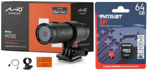 Камера MiVue M700 для мотоциклов со встроенным WIFI WQHD 2K 1440P + модуль 64 ГБ