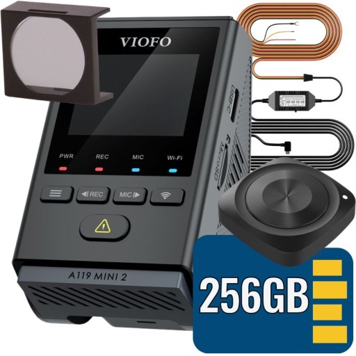 Камера VIOFO A119 MINI2 + карта 256 ГБ + адаптер HK4 + фильтр CPL + кнопка Bluetooth