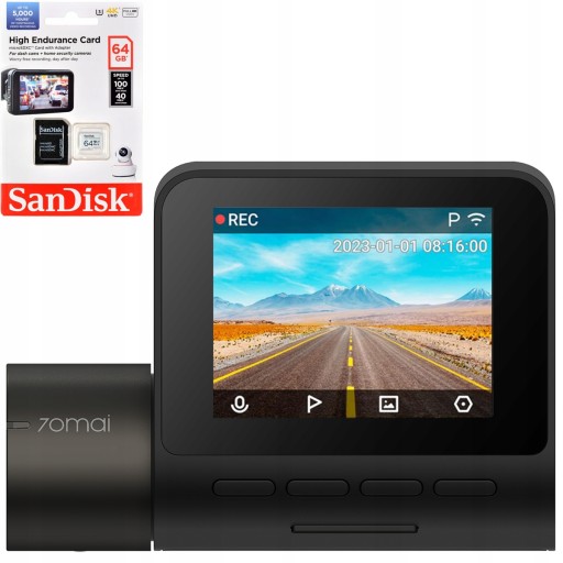 70mai A200 Автомобільна камера відеореєстратор + карта High Endurance на 64 ГБ