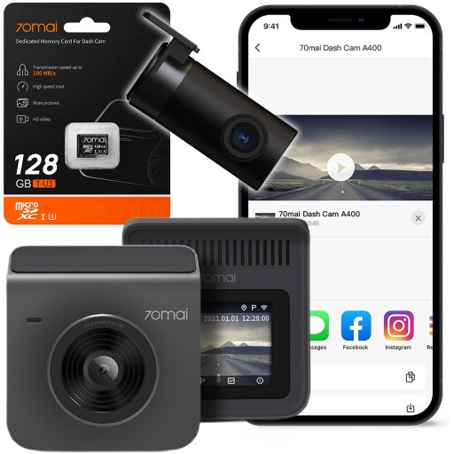 Автокамера 70mai A400 + RC09 SET Dark Grey + оригінальна карта 128GB
