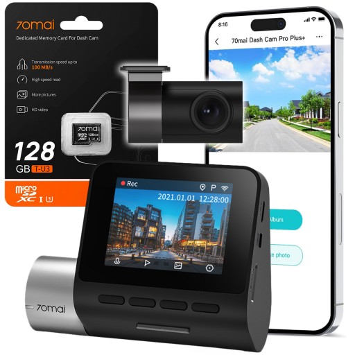 70mai PRO PLUS + A500S + автокамера RC06 SET + оригінальна карта 128 ГБ