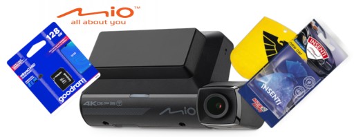 Автомобільна камера Mio MiVue 955W 4K UHD + карта пам'яті 128 ГБ і ароматизатор