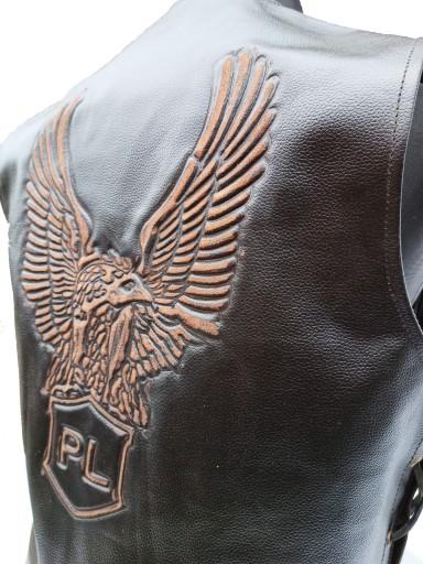 Мотоциклетный жилет кожа Орел логотип ru роз. XL