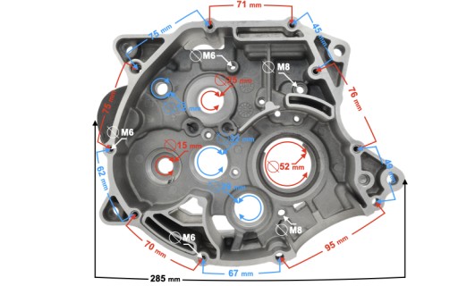 KSIMLTR14TPIPRATIA000 - Картер двигателя правый для мотоцикла Travel 125