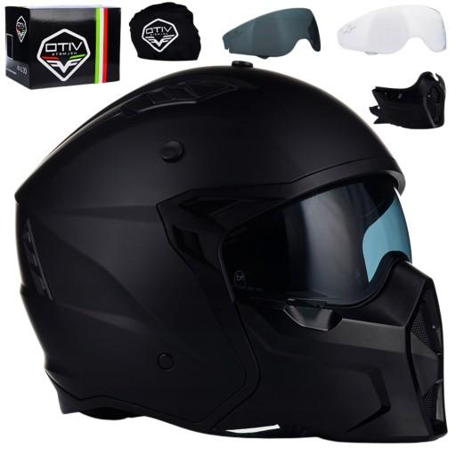 Мотоциклетний шолом Vito Predator 4in1 Visor + 2x Glass Matt Black 60-60cm XL