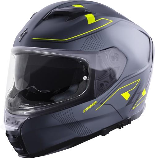 Мотоциклетный шлем с козырьком STORMER ZS-1001 TAKEN GREY NEON FLUO MATT L