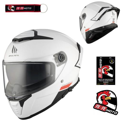 Мотоциклетный шлем MT THUNDER 4 SV SOLID GLOSS PEARL WHITE, белый БЕСПЛАТНО