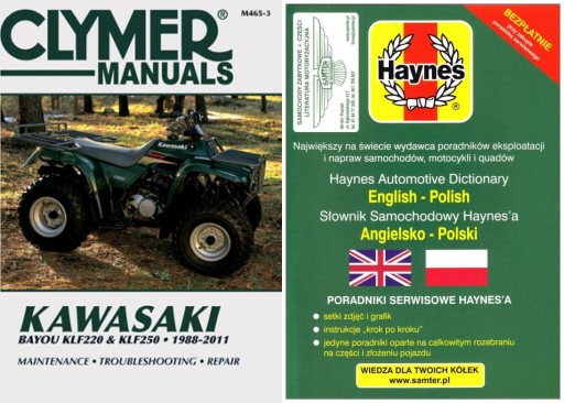 Kawasaki Bayou KLF220 KLF250 1988-2011 Руководство по ремонту Clymer +БЕСПЛАТНО 24 часа