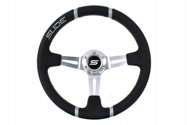 Руль слайд 350 мм смещение: 80 мм кожа серебро