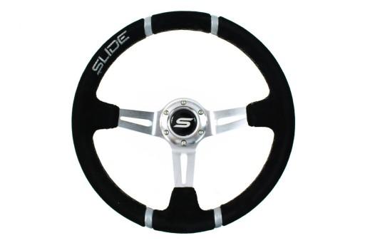 Руль слайд 350 мм смещение: 80 мм замша серебро