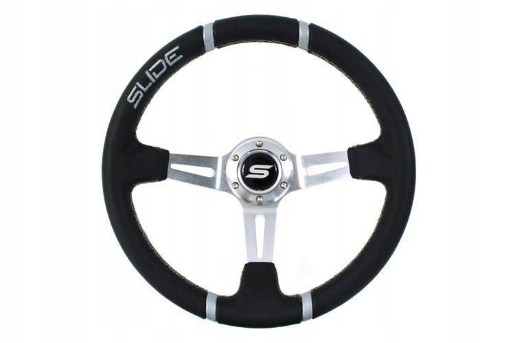 Кермо слайд 350 мм зміщення: 90 мм шкіра срібло