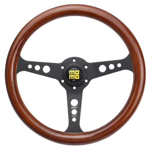 Дерев'яне кермо справжнє червоне дерево 350 мм ретро момо інді ЧОРНИЙ ЦЕНТР