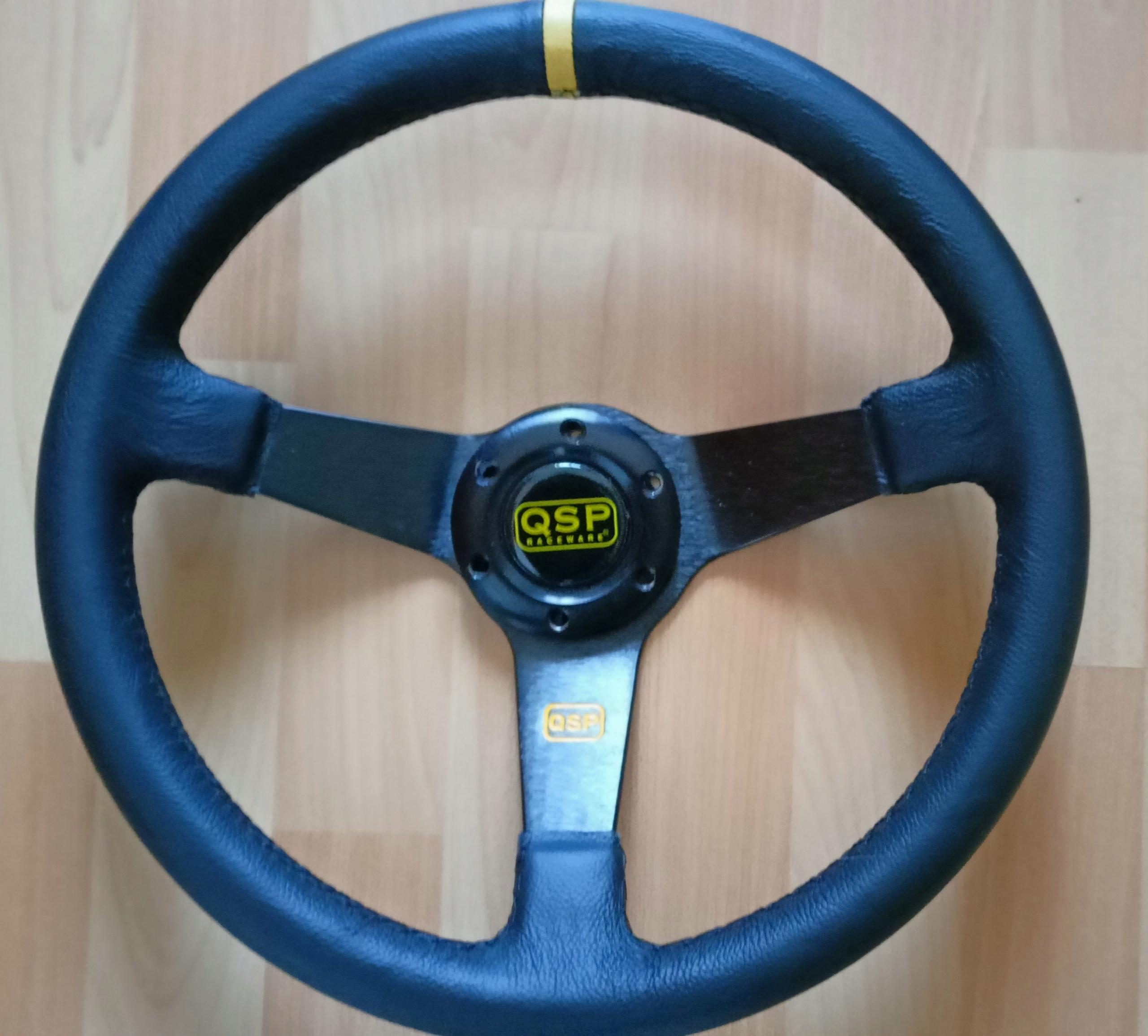 Шкіряне кермо QSP 3 спиць 350 мм / 70 мм