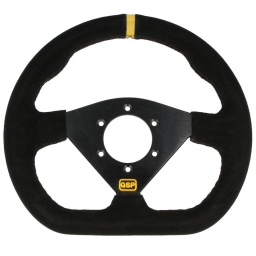 Плоское замшевое рулевое колесо QSP диаметром 285 мм с 3 спицами