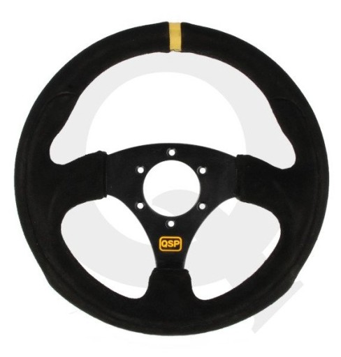 Плоское замшевое рулевое колесо QSP диаметром 300 мм с 3 спицами