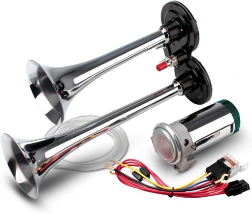 Сигнал вантажівки 12V гучні труби подвійний рупор хром