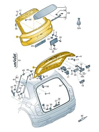 8U0827025B - Кришка багажника Audi Q3