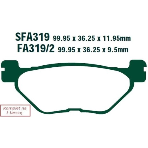 Тормозные колодки для скутера EBC SFA319HH (комплект на 1 диск)