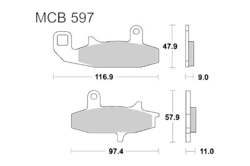 MCB597 - Тормозные колодки TRW Lucas MCB 597 (2 шт.)