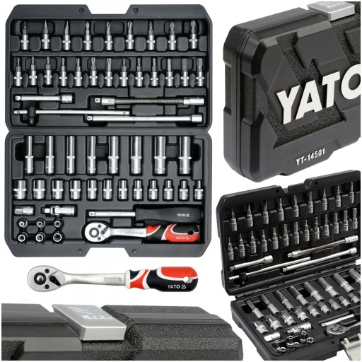 Торцовые ключи Yato 56 с трещоткой, шестигранные биты с трещоткой 1/4 дюйма + бесплатно