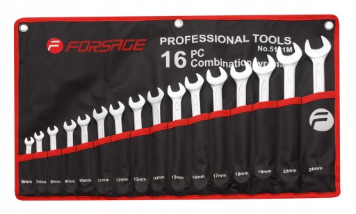 Комбинированные ключи 6–24 мм 16 шт. Набор ключей Cr-V Футляр