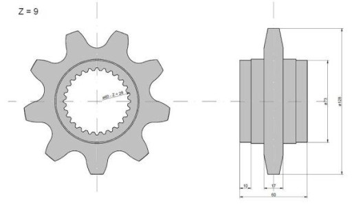 RM-6507870 - Звездочка подачи Z-9 фрезы Claas