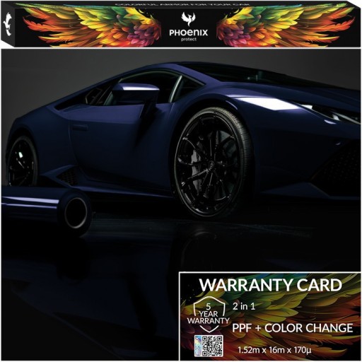 Красочная фольга PPF Phoenix защищает цвет автомобиля, меняя цвет, угольно-синий