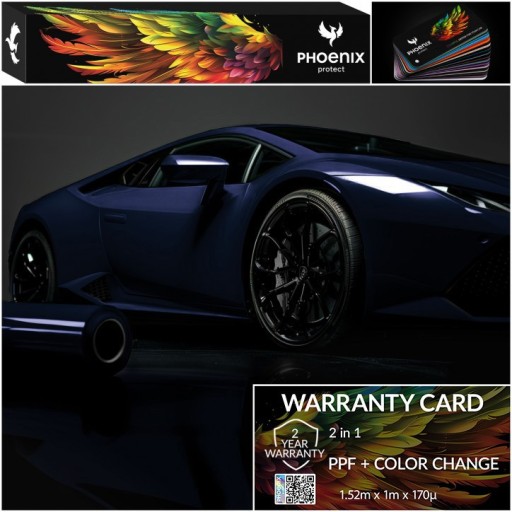 Красочная фольга PPF Phoenix защищает цвет автомобиля, меняя цвет, угольно-синий