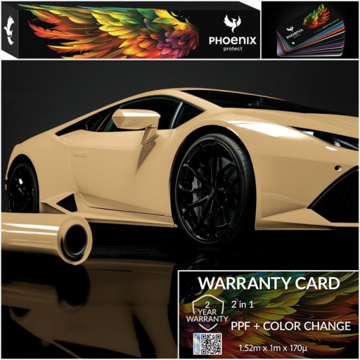 Красочная пленка PPF Phoenix защищает цвет автомобиля, меняя цвет, глянцевый желтый цвет пустыни