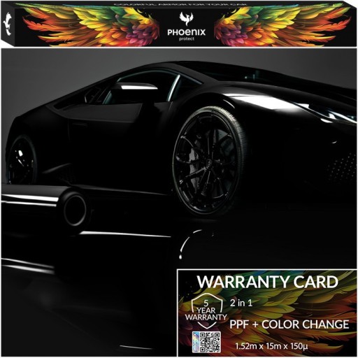 Красочная пленка PPF Phoenix для изменения цвета автомобиля, глянцевая черная пленка
