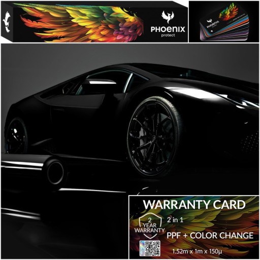Красочная пленка PPF Phoenix для изменения цвета автомобиля, глянцевая черная пленка