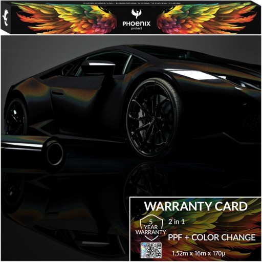 Красочный PPF Phoenix защищает голографический черный цвет автомобиля, меняющий цвет