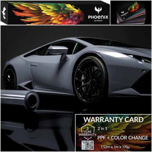 Красочная фольга PPF Phoenix защищает автомобиль от изменения цвета жидкого пистолета серого цвета