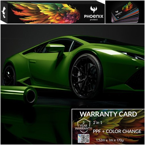 Красочный PPF Phoenix Protect Car Color Change Mamba Green