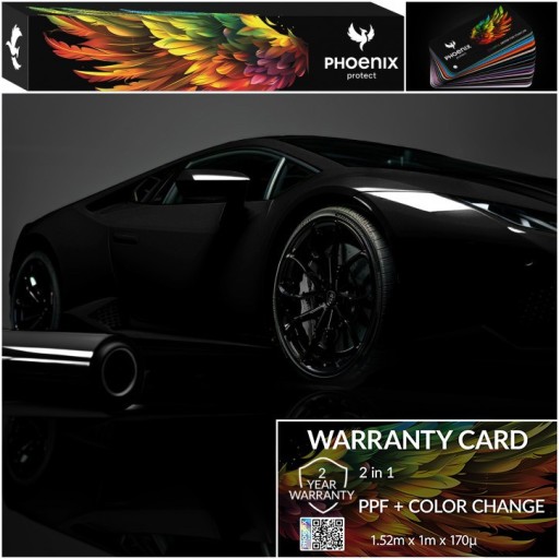 Красочный PPF Phoenix защищает цвет автомобиля, меняя цвет, черный металлик
