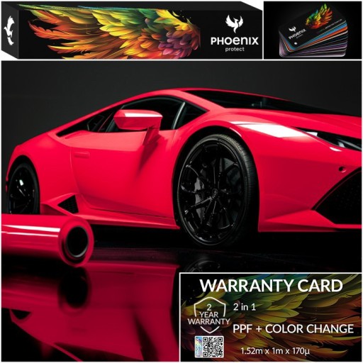 Красочная фольга PPF Phoenix защищает цвет автомобиля, меняющий клубнично-красный цвет