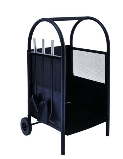 Аксессуары для камина, тележка для дров ЧЕРНАЯ, 3 шт.