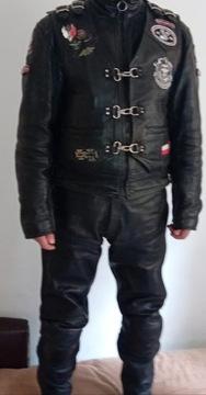 Комплект мужской мотоциклетной кожаной одежды.