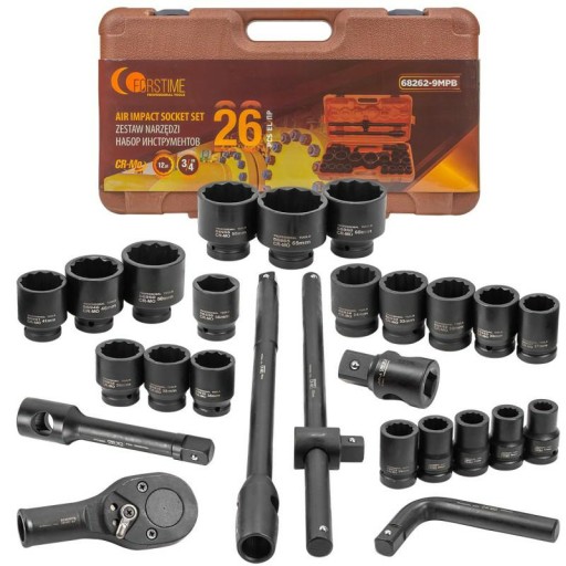 Набор ударных инструментов, головки-удлинители с храповым механизмом, 3/4