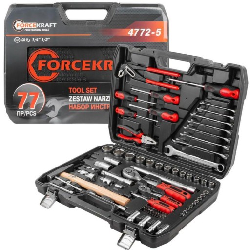 Набор инструментов, инструменты, гаечные ключи, головки, биты 1/4 дюйма, 1/2 дюйма, 77el, 4–32 мм, 6 угловых