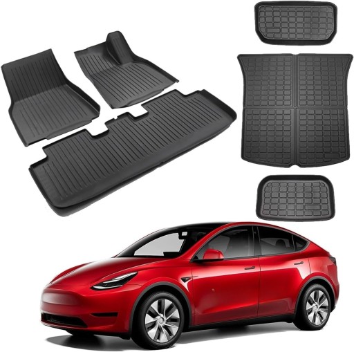 Полный комплект передних и задних ковриков, а также коврика в багажник для модели Y.