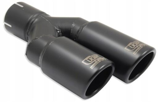 Наконечник глушника подвійний круглий 70 мм чорний