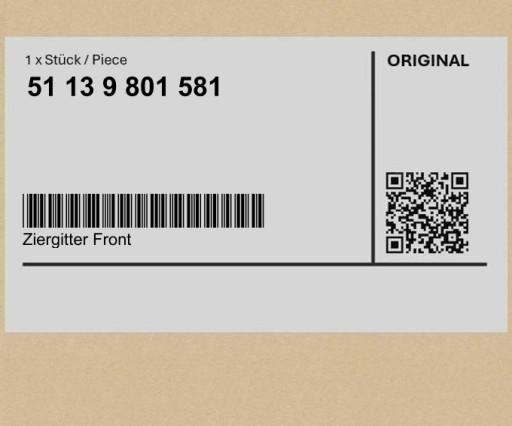 51139801581 9801581 - MINI R60 Передняя декоративная решетка R60