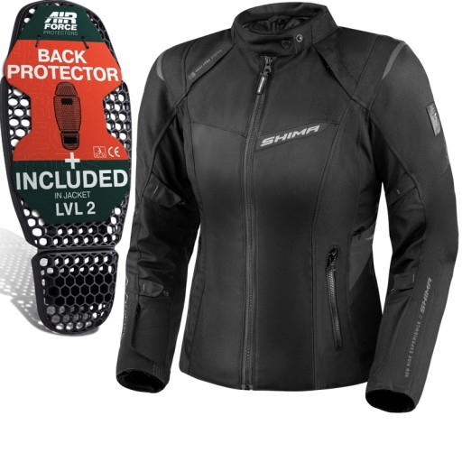Женская мотоциклетная куртка SHIMA RUSH 2.0 LADY BLK, текстильная черная бесплатная доставка